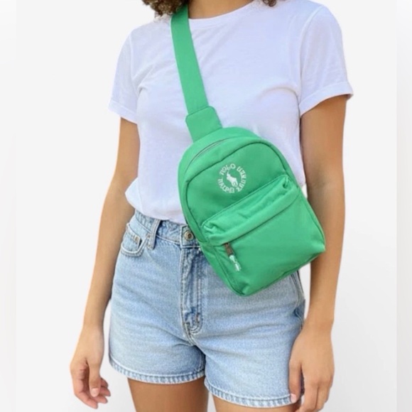 Polo Ralph Lauren Handbags - Polo Ralph Lauren Sling Crossbody Plato Forest Green w/ White Embroidered Logo